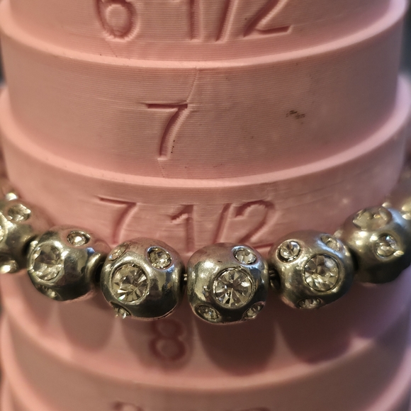 Rhinestone Metal Beads Toggle Clasp Bracelet - Picture 6 of 6